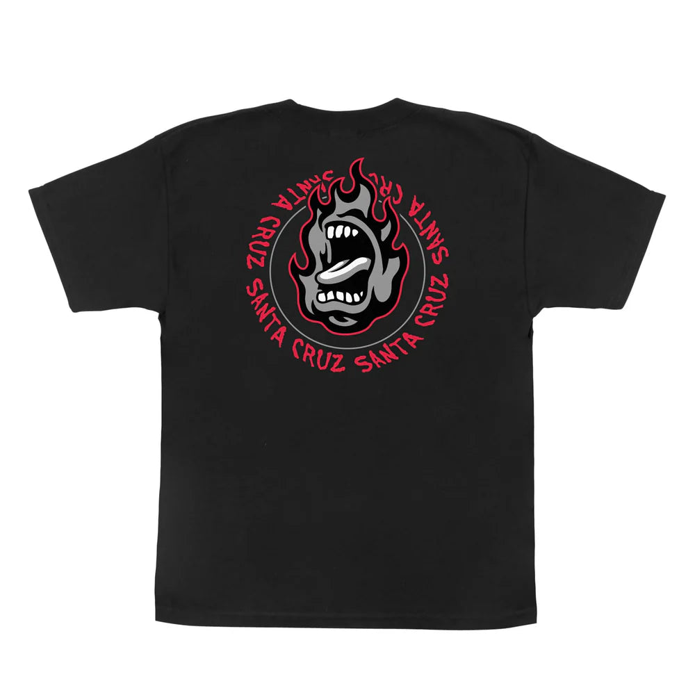 santa cruz youth ringed screaming flame tee black