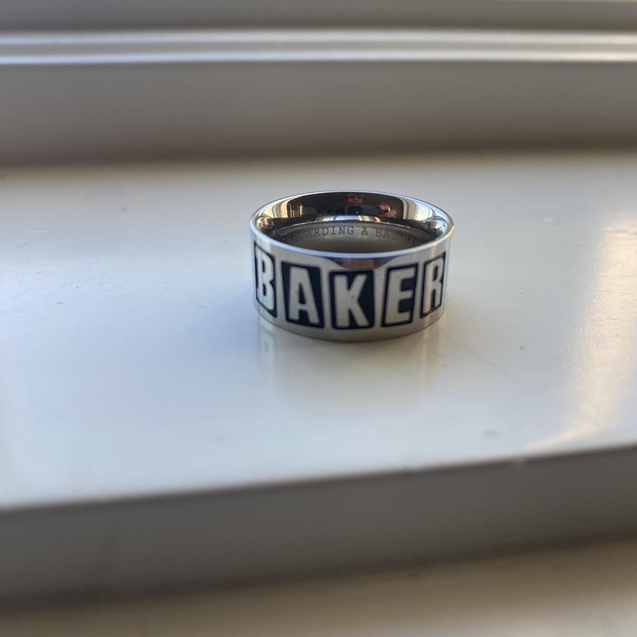 baker brand logo silver ring