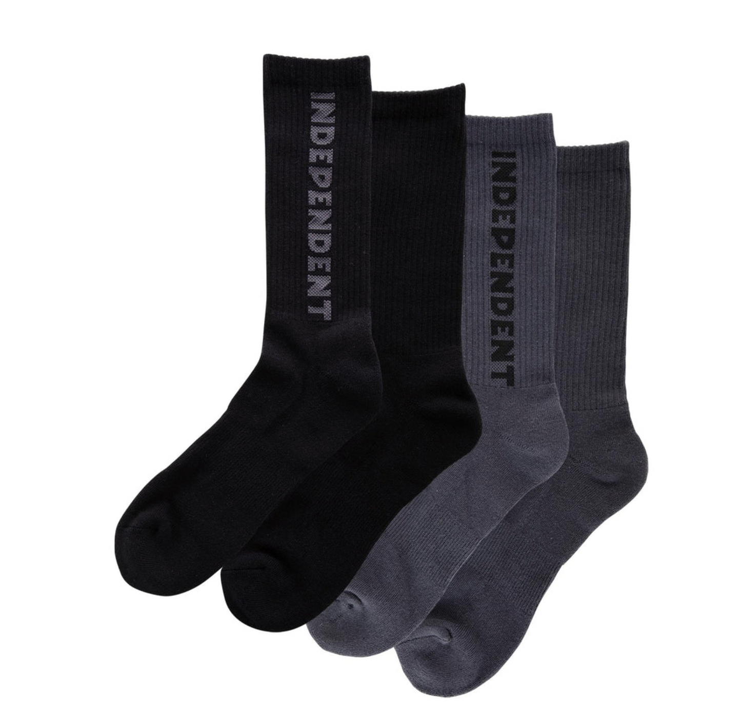 Independent Baseline 2-Pack Crew Socks Black/Charcoal 9-11 Mens 2 Pairs
