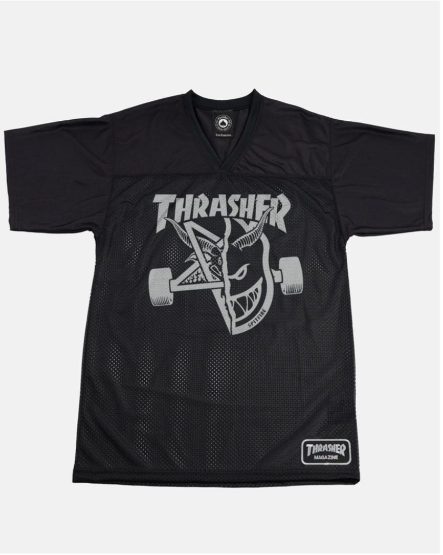 Thrasher Spitfire Thrash & Burn Football Jersey Black
