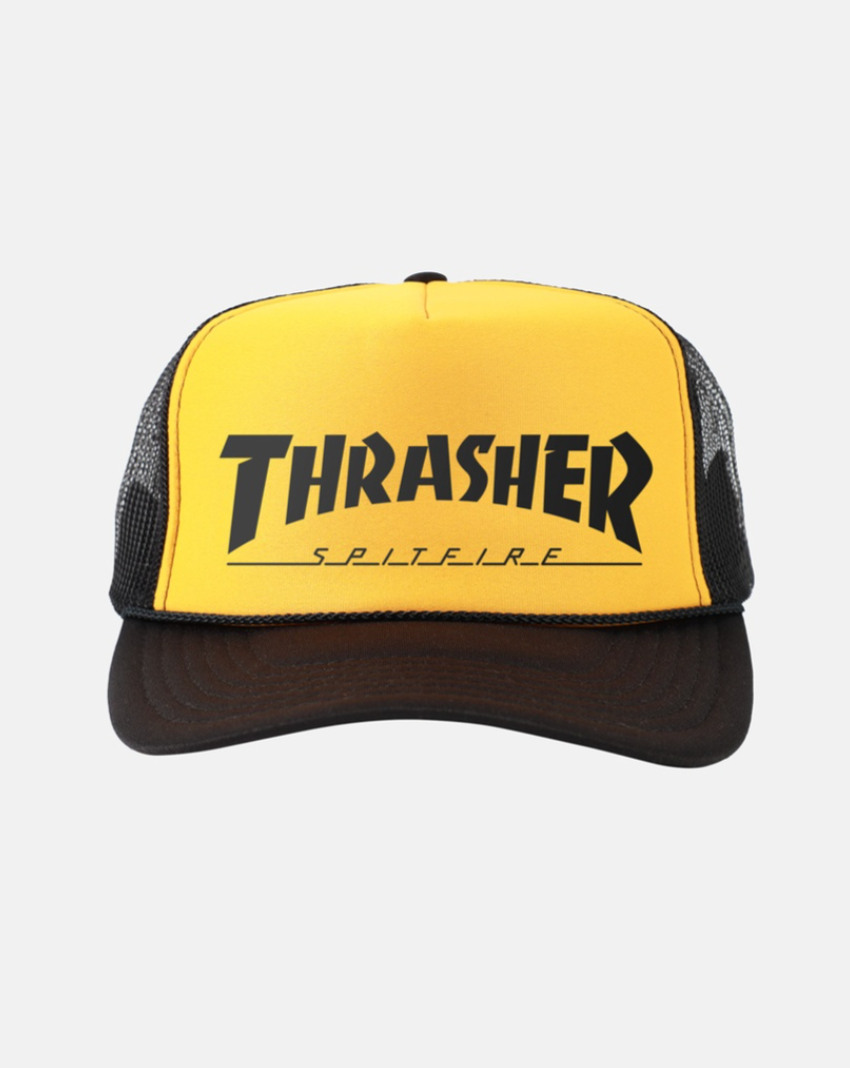 Thrasher x Spitfire Trucker Hat Black/Gold/Black
