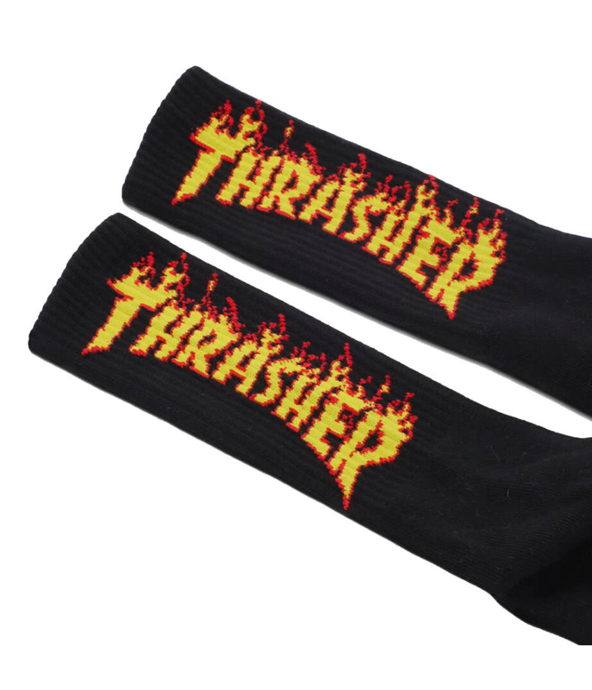 Thrasher Flame Socks Black