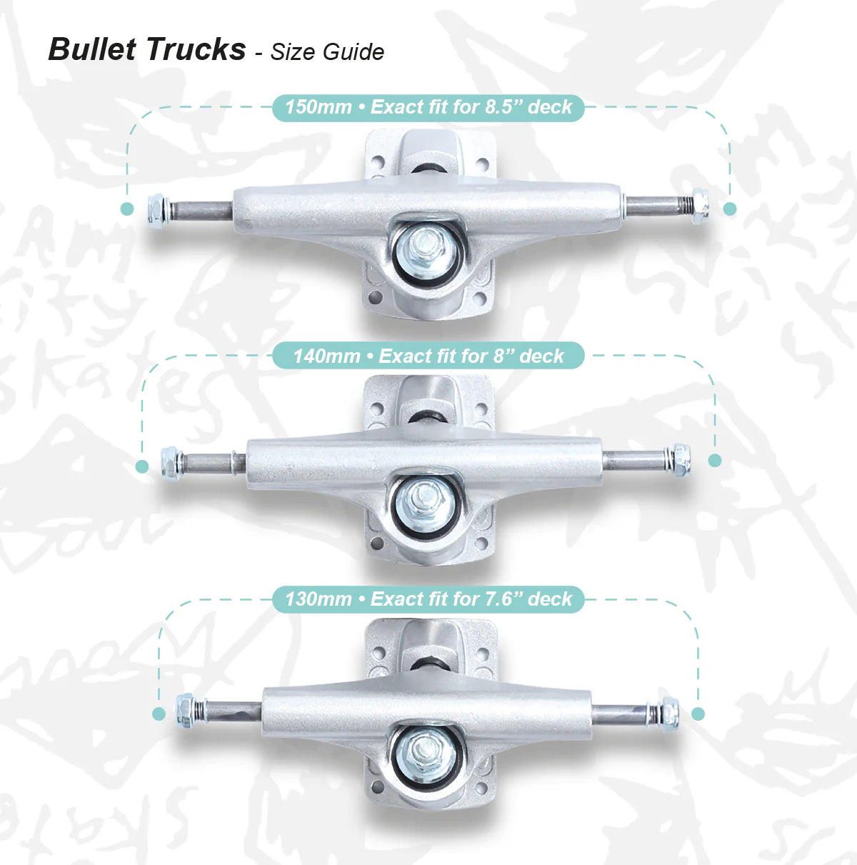 bullet polished 130mm silver standard truck