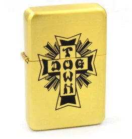 dogtown cross logo flip lighter gold black