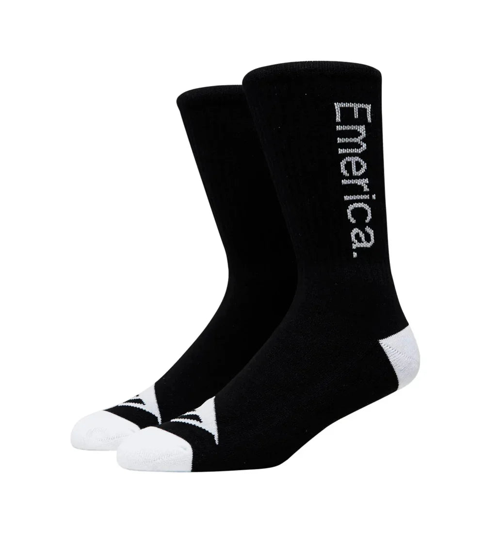 emerica pure crew sock black white
