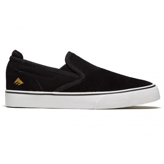 emerica youth wino g6 slip on shoe black white gold