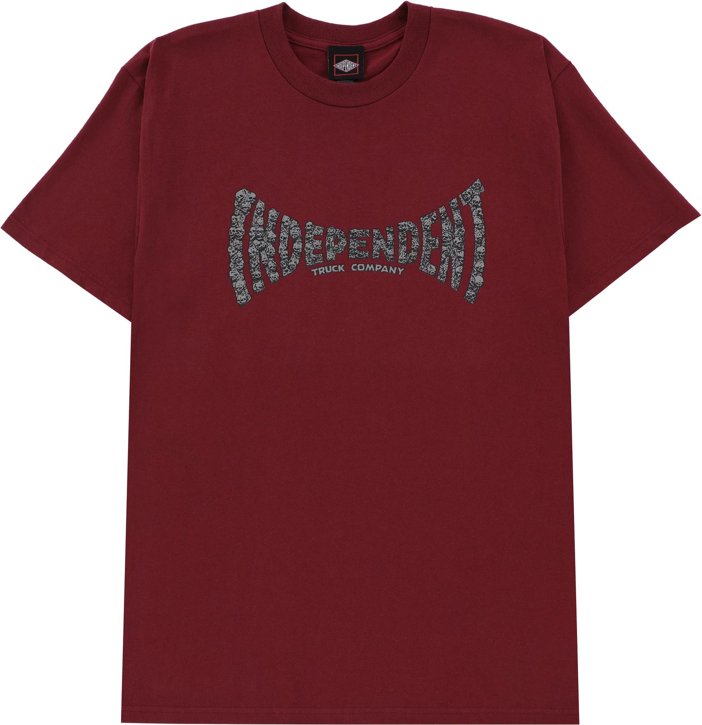 independent skull span heavyweight tee burgundy