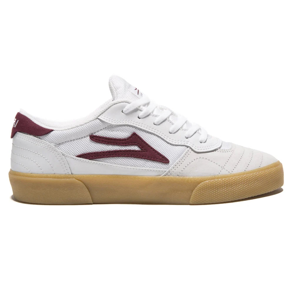 lakai cambridge shoe white burgundy leather