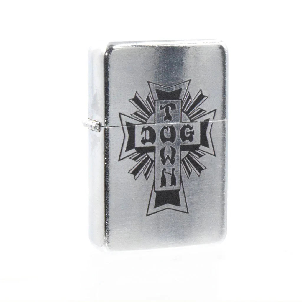 dogtown cross logo flip lighter silver black