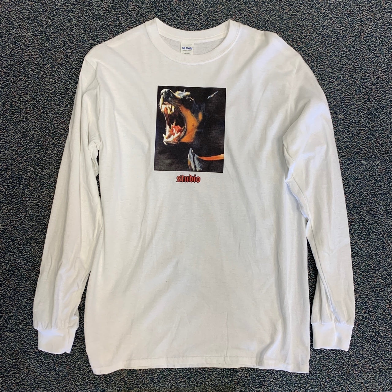 studio pinscher longsleeve tee white