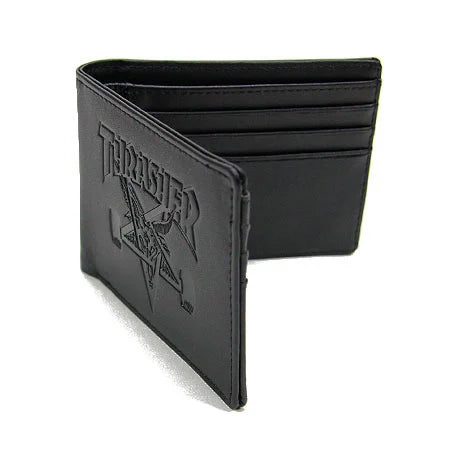 thrasher sk8 goat leather wallet black