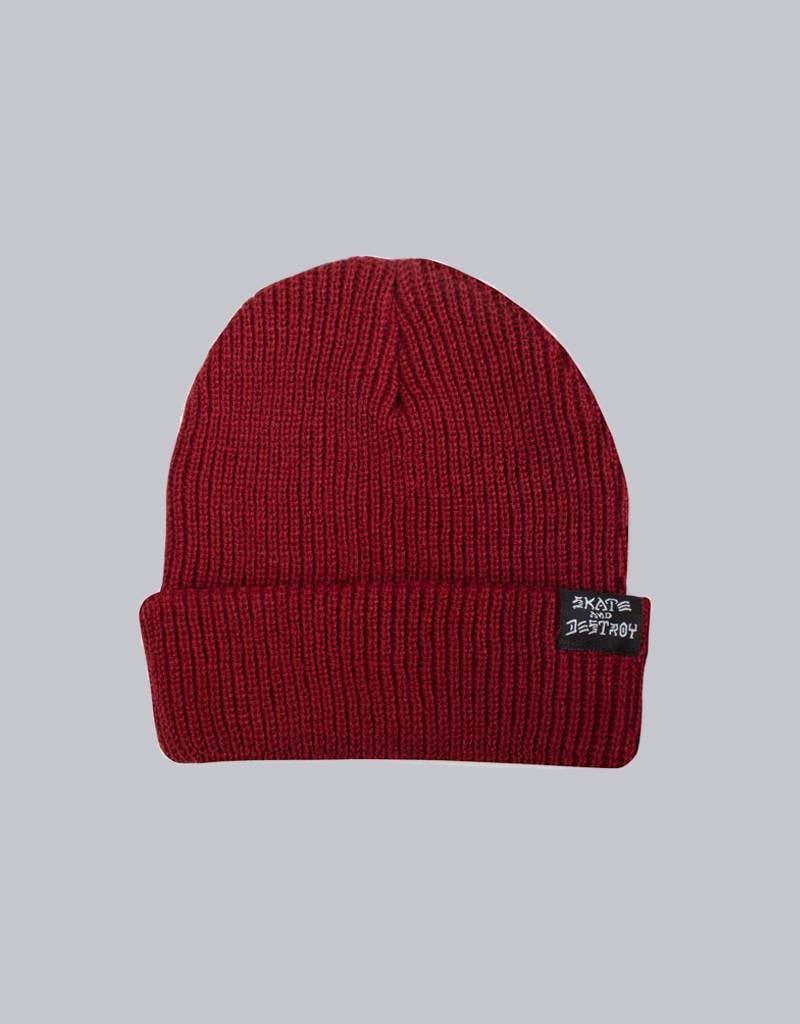 thrasher skate and destroy beanie maroon