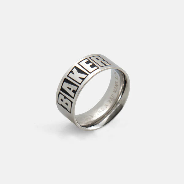 baker brand logo silver ring