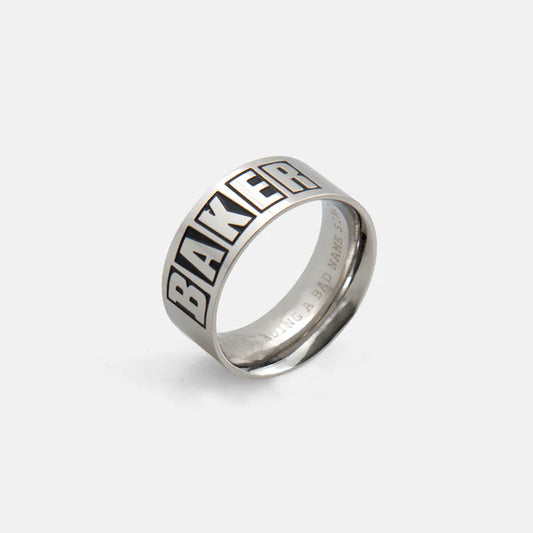 baker brand logo silver ring
