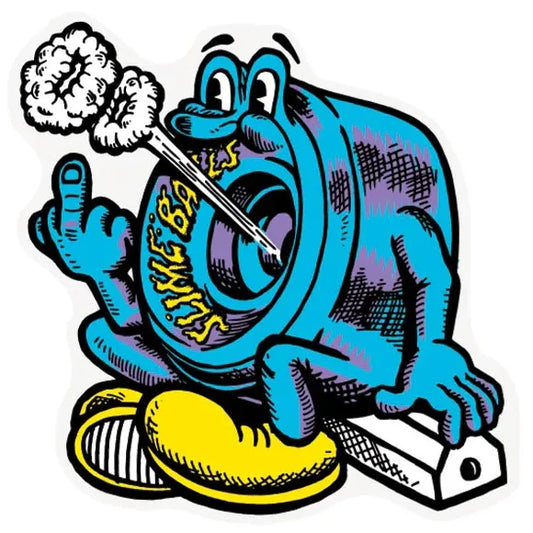 slime balls puff balls blue yellow 3in x 3in sticker