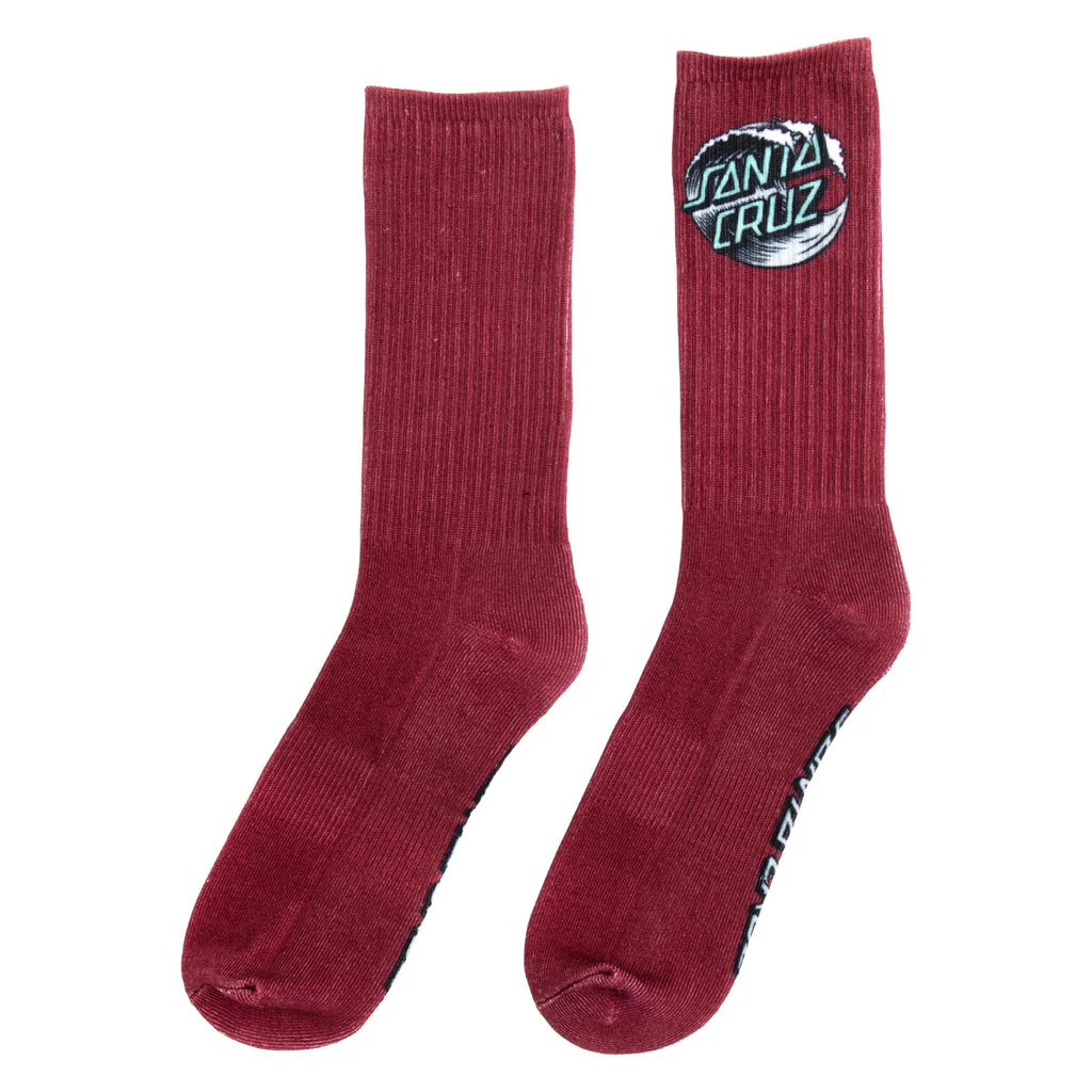 santa cruz wave dot sock burgundy