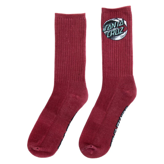santa cruz wave dot sock burgundy