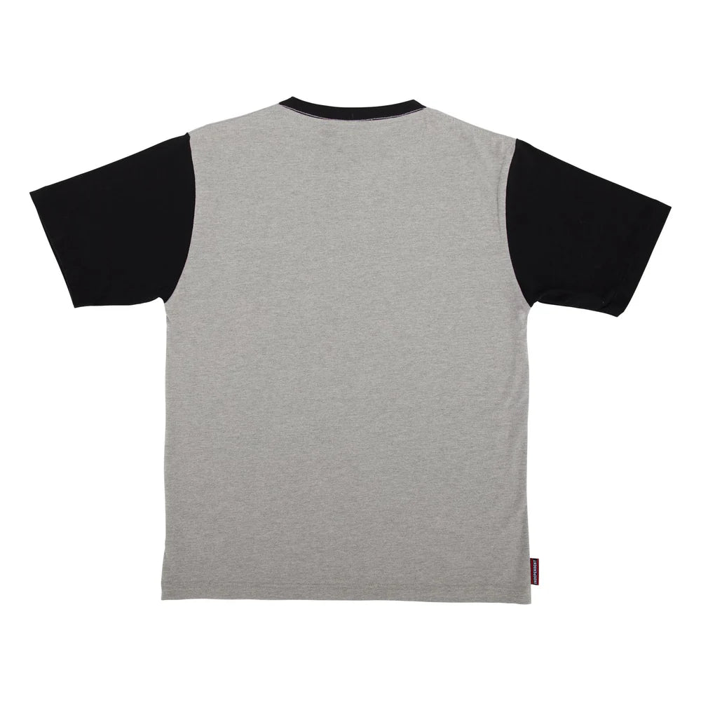 independent btg label ss henley top grey black