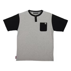 independent btg label ss henley top grey black