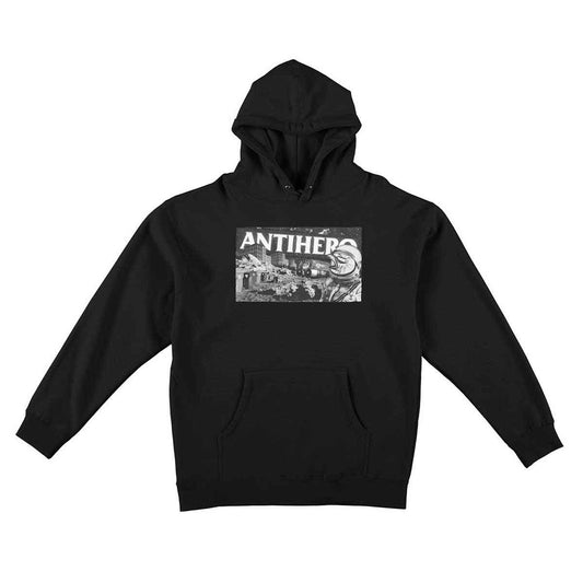 anti hero space condo hoodie black white