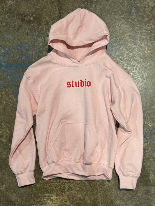 studio youth pullover hoodie lt pink