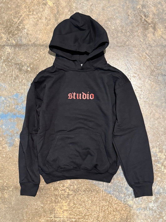 studio youth pullover hoodie black