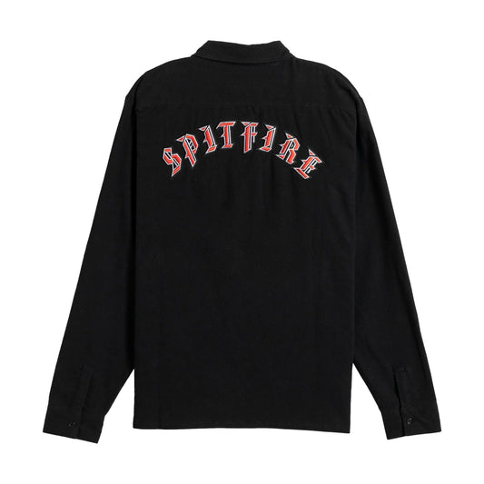 spitfire old e emb flannel shirt black