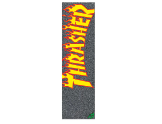 mob x thrasher yellow and orange flame 9in grip