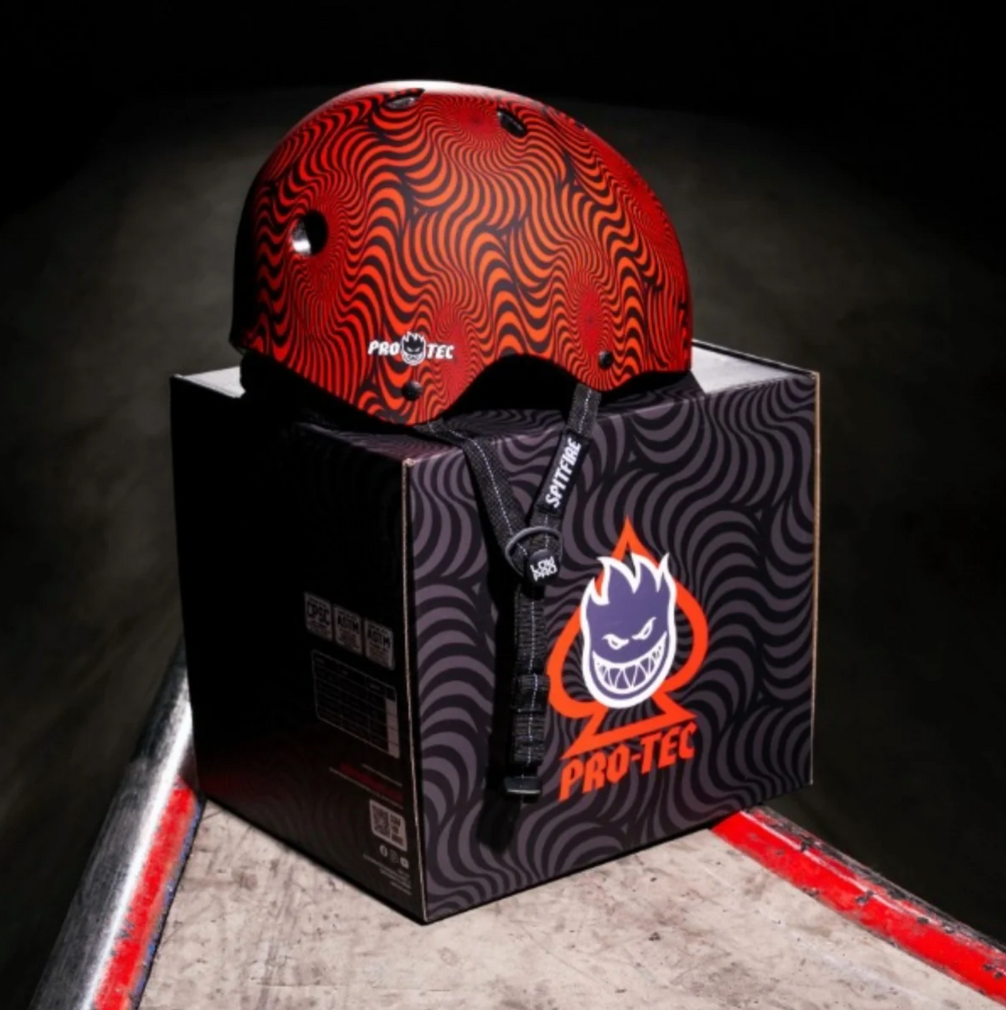 Pro Tec Low Pro Certified Spitfire Signature Edition Red Swirl Helmet