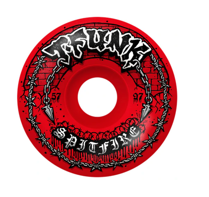 Spitfire F4 97a T-Funk Raw Radial Full Red Wheels 57mm