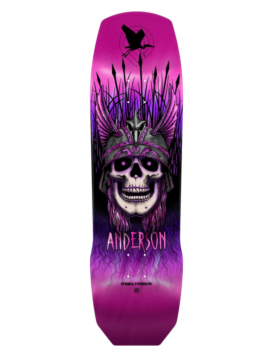 Powell Andy Anderson Heron Pink Foil 7-Ply Maple Shaped Deck 9.13