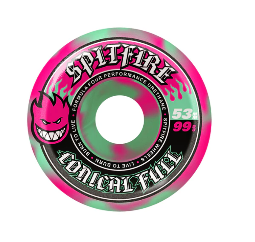 Spitfire F4 99a Conical Full Pink/Teal Wheels 53mm