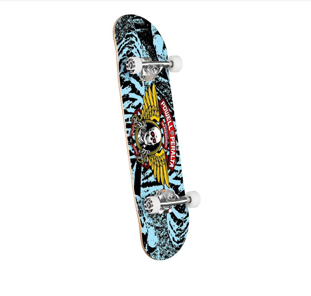 Powell Winged Ripper Black/Light Blue Complete Skateboard 7.0