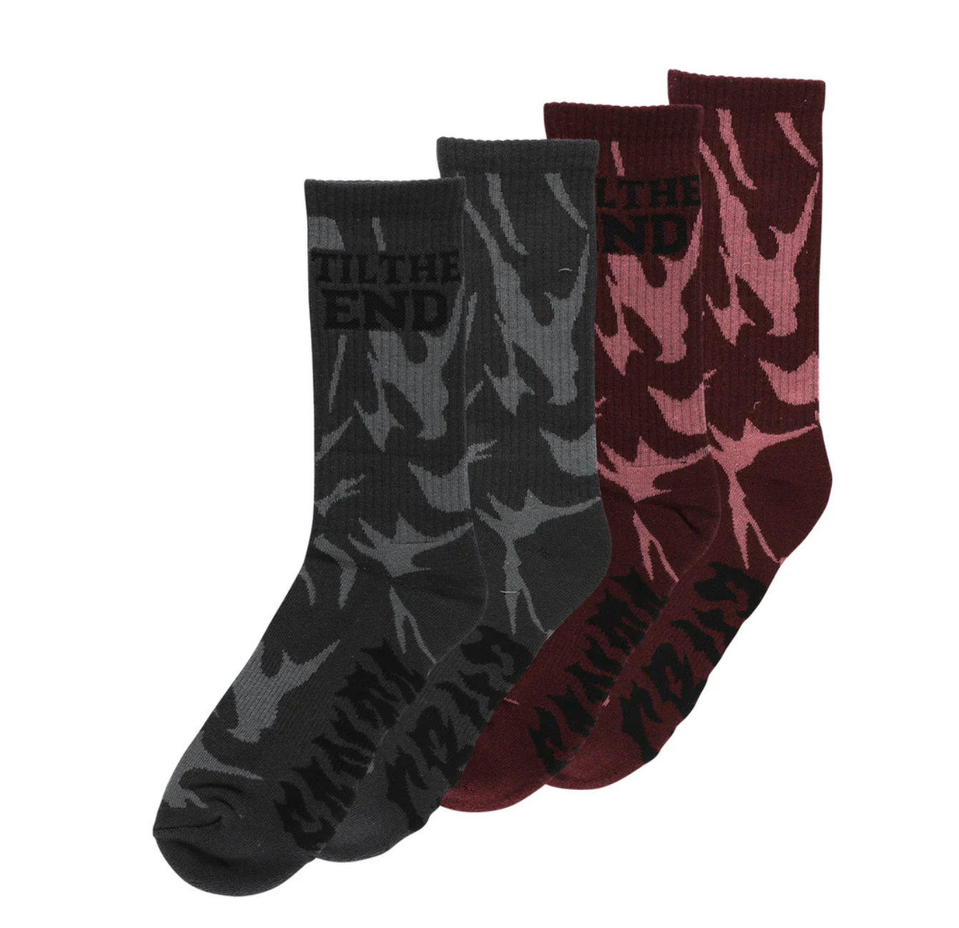 Santa Cruz TTE Messenger 2 Pack Crew Socks Smoke Black/Wine Mens Sz 9-11