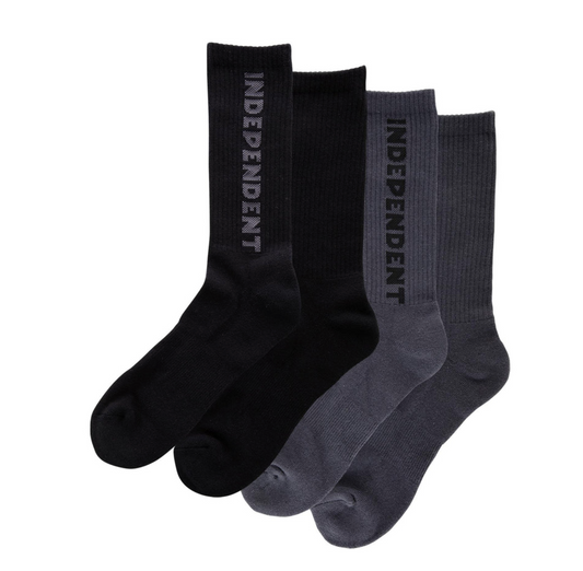 Independent Baseline 2-Pack Crew Socks Black/Charcoal 9-11 Mens 2 Pairs