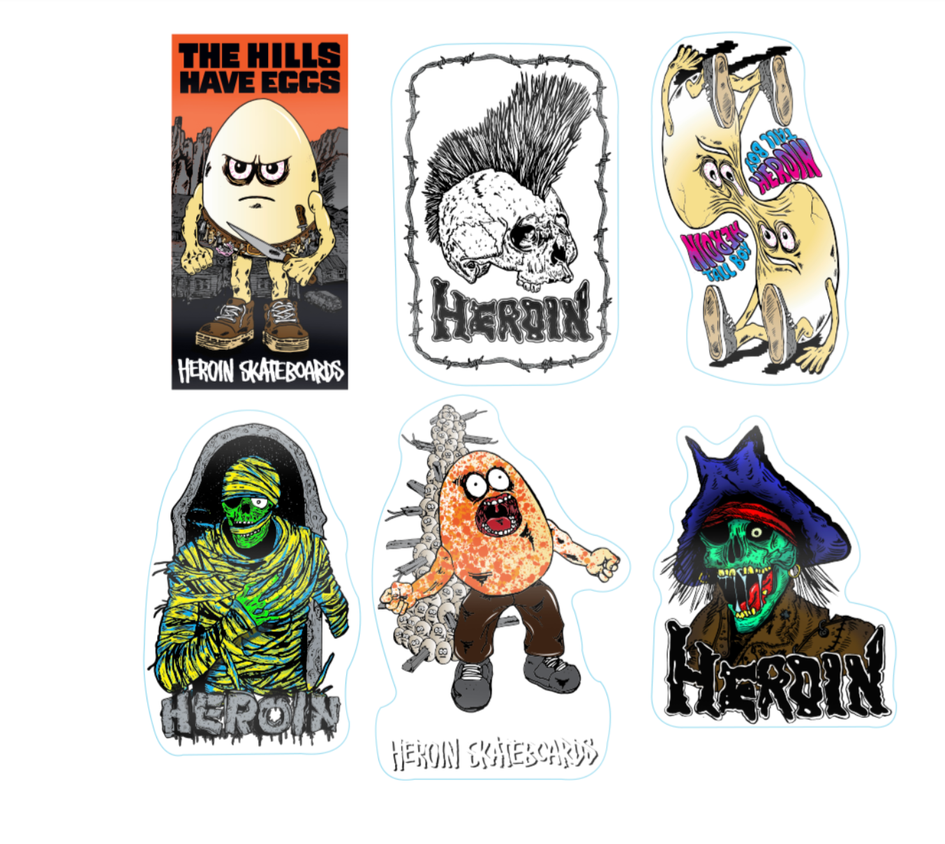 Heroin Hills Have Eggs Assorted Single Sticker