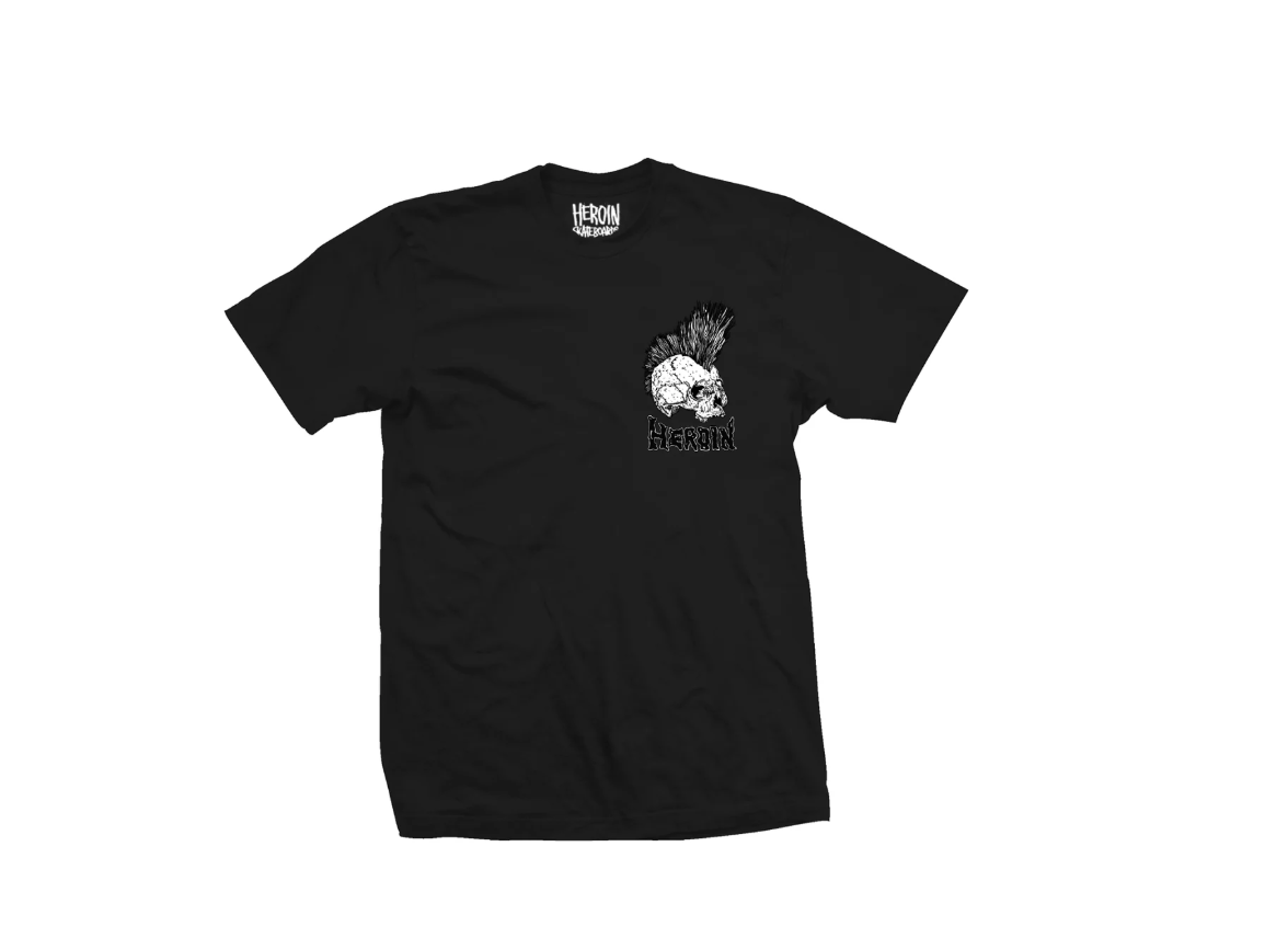Heroin Punk Skull Black SS Shirt L