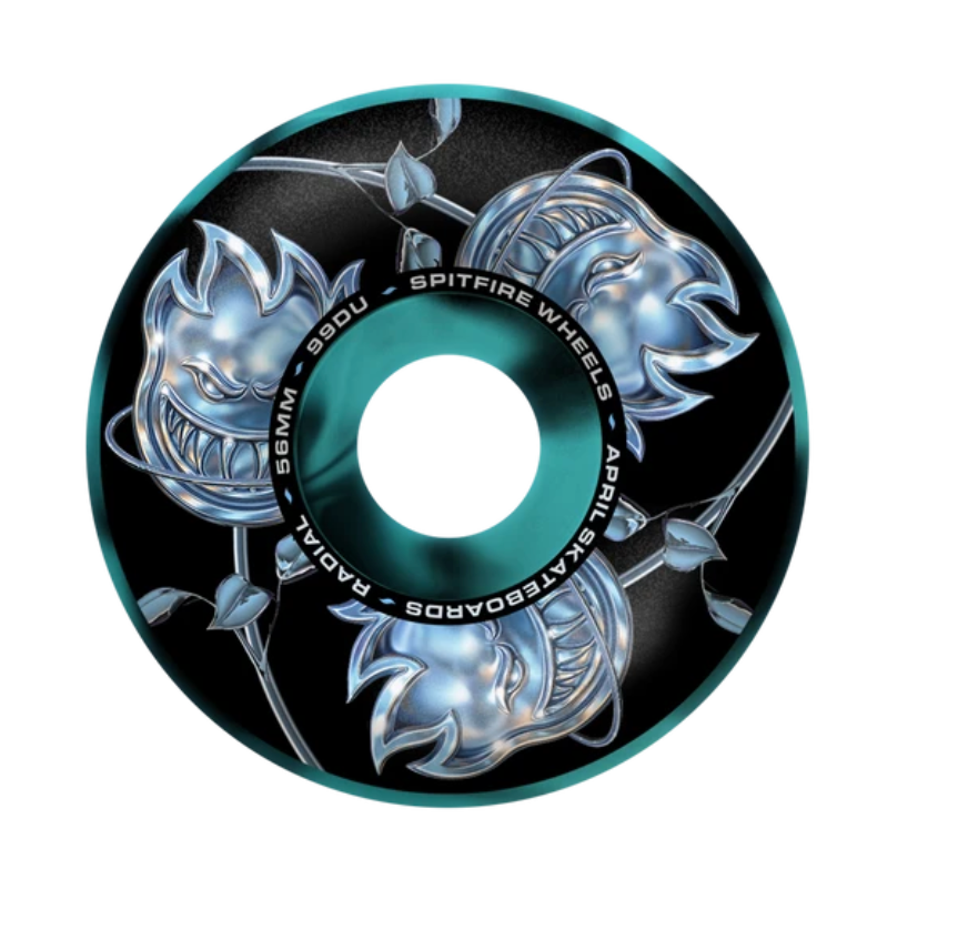 Spitfire F4 99a SF x April Bighead Rose Radial Black/Blue Swirl Wheels 54mm