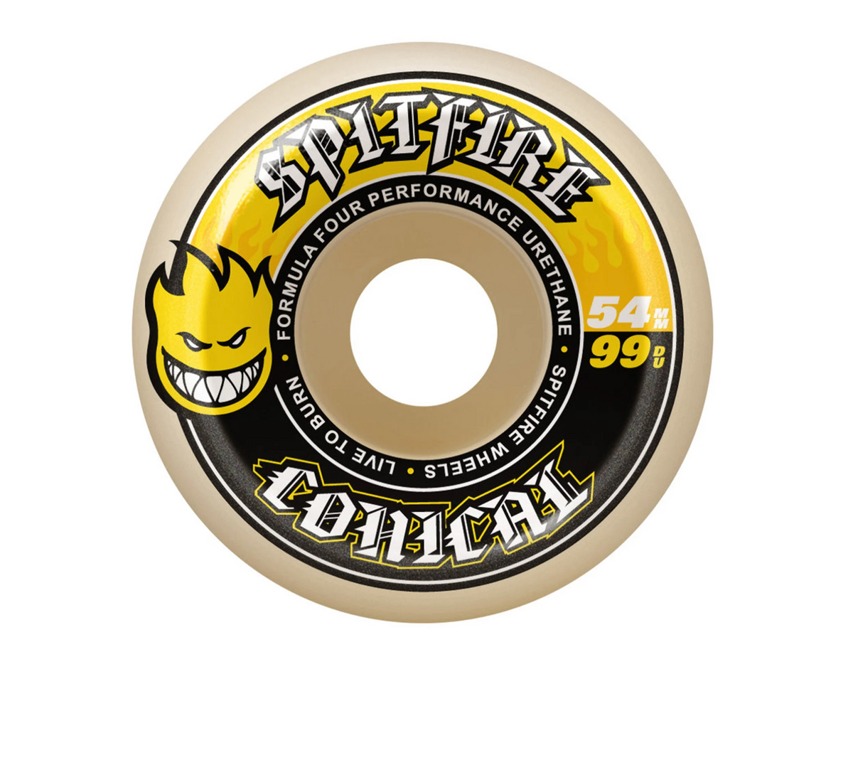 spitfire f4 99 conical wheels yellow print 52mm