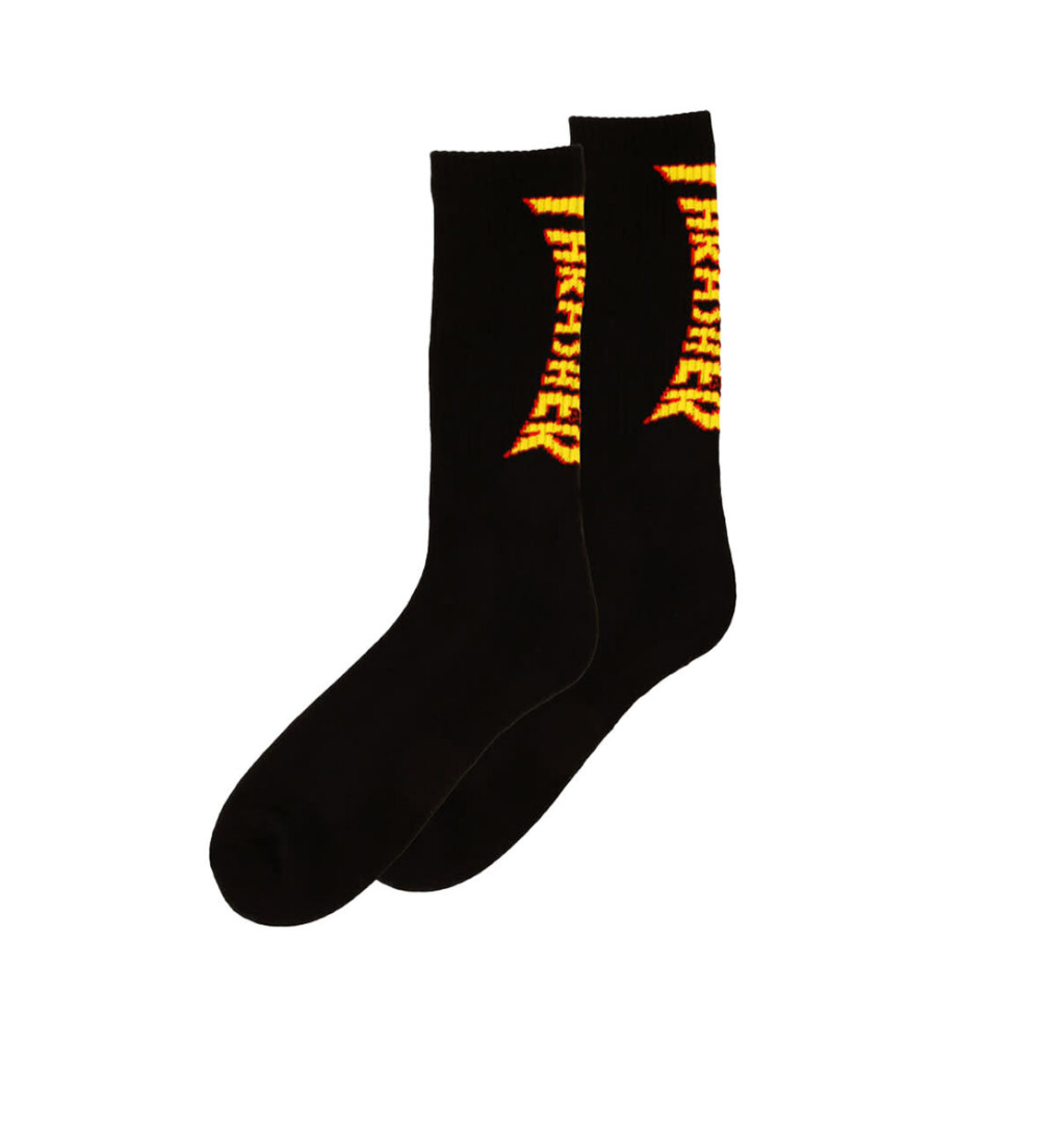 Thrasher Flame Socks Black