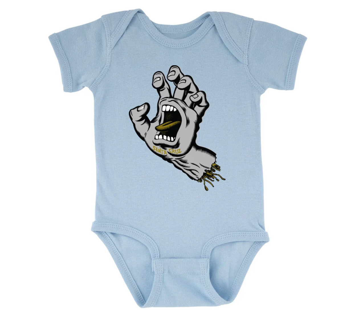 Santa Cruz Screaming Hand Front S/S One Piece T-Shirt Lt Blue/Grey/Gold 18 Mos Infant