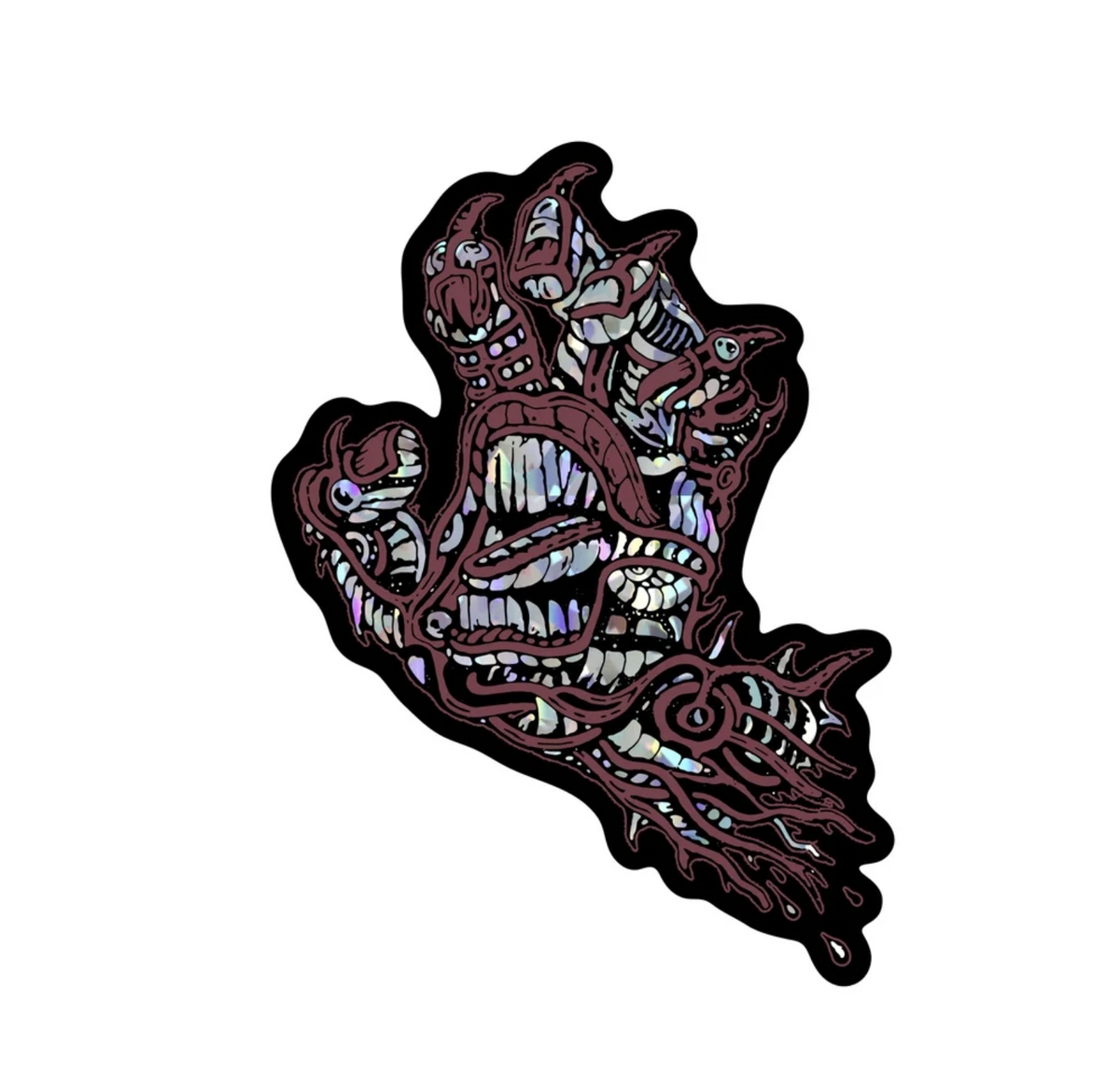 Santa Cruz Scourge Hand Silver Holo Sticker Holographic 3.6"