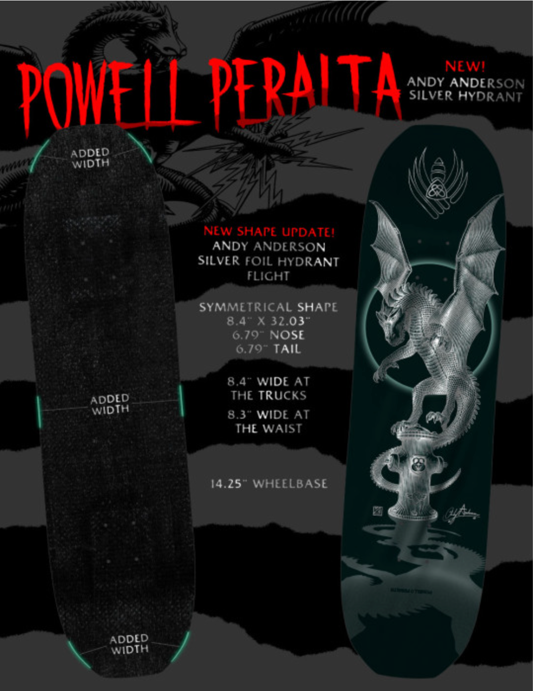 Powell Andy Anderson Hydrant 2 Silver Foil Flight Deck 8.4