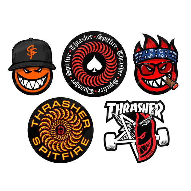spitfire thrasher sticker 5 pack