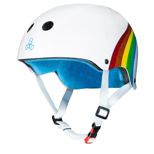 triple 8 helmet certified sweatsaver rainbow sparkle white