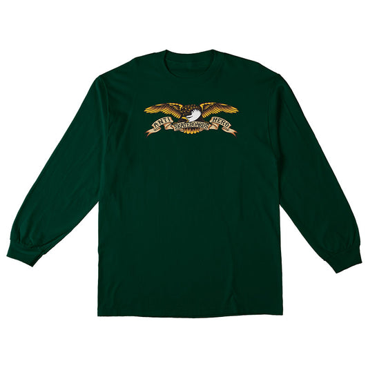 anti hero eagle long sleeve tee forest green