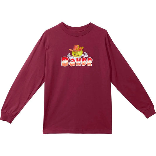 baker ghost cowboy ls tee cardinal