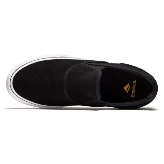 emerica wino g6 slip on shoe black white gold