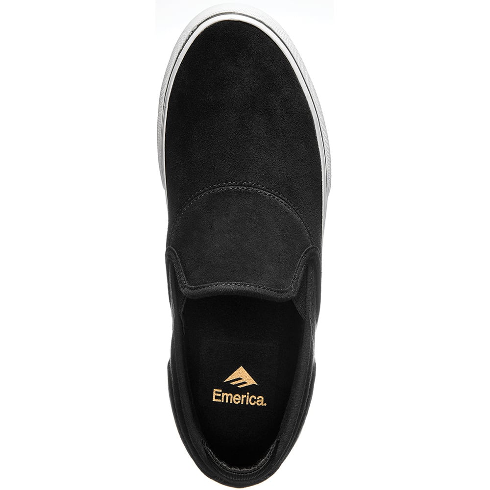 emerica wino g6 slip on shoe black white gold