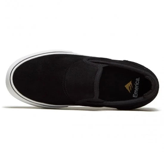 emerica youth wino g6 slip on shoe black white gold
